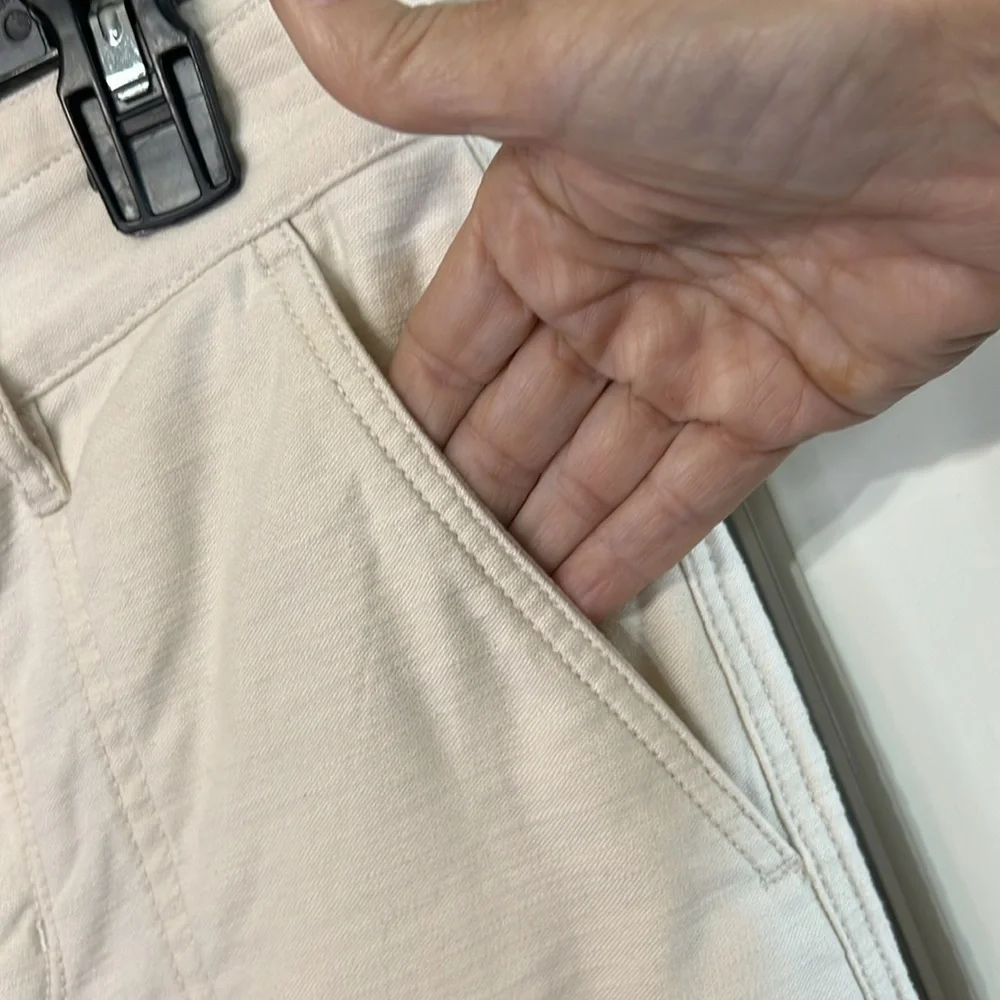 J CREW Ivory Patch Pocket Cotton Pants Size 0